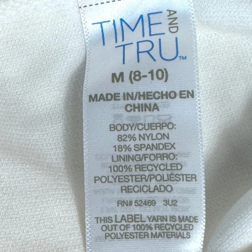 Time and Tru Women Vanilla Dream Ribbed High Waist Lace-Up Bikini Bottom M 8-10